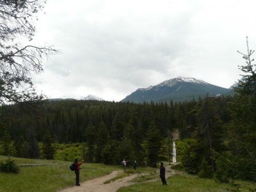 snow capped mountains in the background